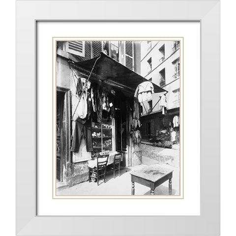 Paris, 1911 - Costume Shop, rue de la Corderie White Modern Wood Framed Art Print with Double Matting by Atget, Eugene