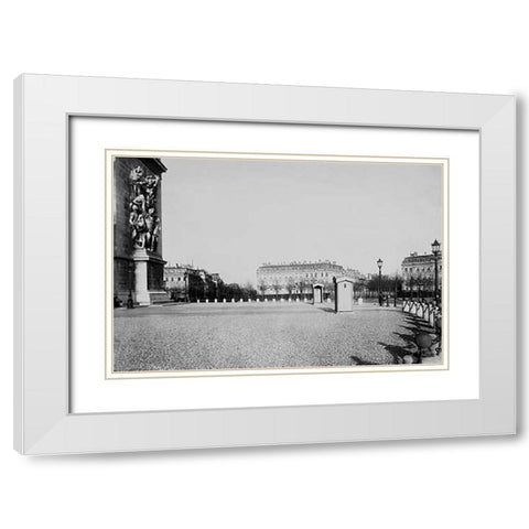 Paris, about 1877 - Place de lEtoile White Modern Wood Framed Art Print with Double Matting by Marville, Charles