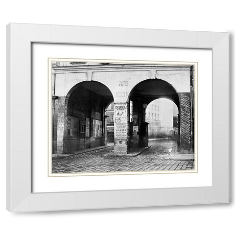 Paris, about 1865 - The Double Doorway, rue de la Ferronnerie White Modern Wood Framed Art Print with Double Matting by Marville, Charles