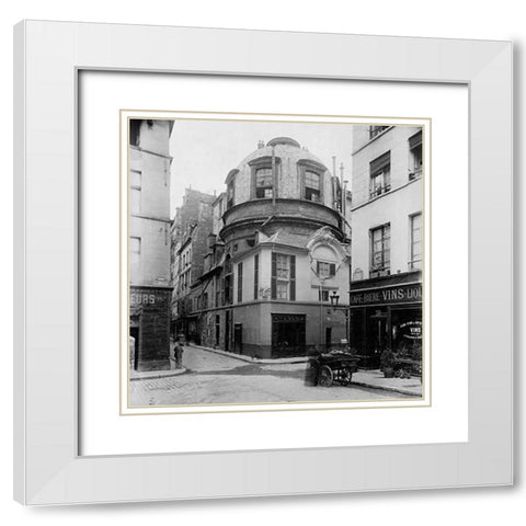 Paris, 1898 - The Old School of Medicine, rue de la Bucherie White Modern Wood Framed Art Print with Double Matting by Atget, Eugene