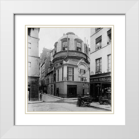Paris, 1898 - The Old School of Medicine, rue de la Bucherie White Modern Wood Framed Art Print with Double Matting by Atget, Eugene