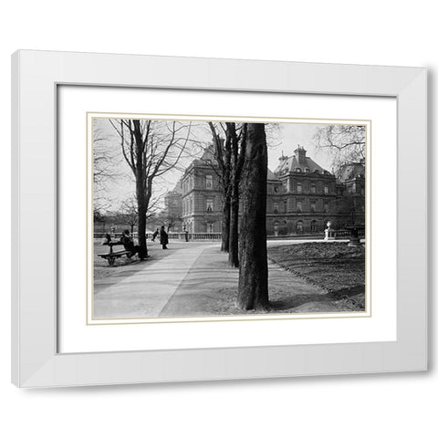 Paris, 1902-1903 - Luxembourg Gardens White Modern Wood Framed Art Print with Double Matting by Atget, Eugene