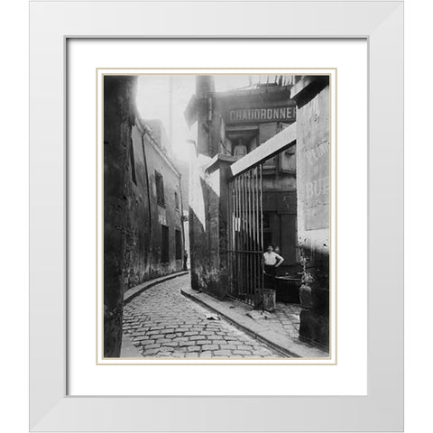 Paris, 1911 - Metalworkers Shop, passage de la Reunion White Modern Wood Framed Art Print with Double Matting by Atget, Eugene