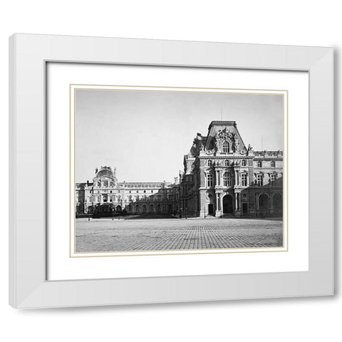 Paris, 1859 - Mollien Pavilion, the Louvre White Modern Wood Framed Art Print with Double Matting by Le Gray, Gustave