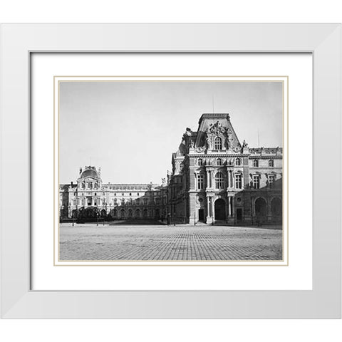 Paris, 1859 - Mollien Pavilion, the Louvre White Modern Wood Framed Art Print with Double Matting by Le Gray, Gustave