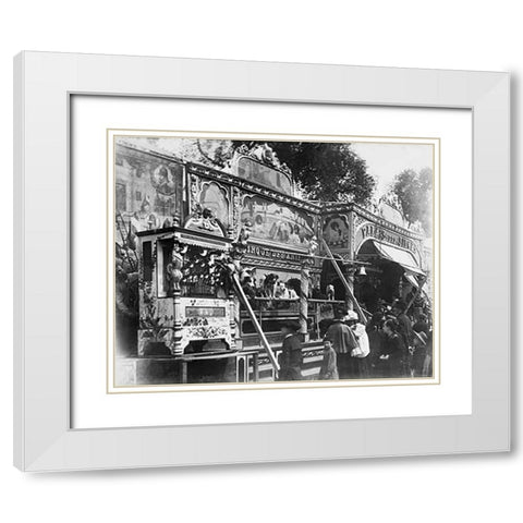 Paris, 1898 - Animal Circus, Fete des Invalides White Modern Wood Framed Art Print with Double Matting by Atget, Eugene