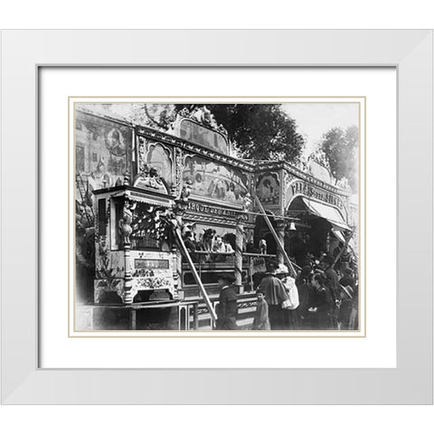 Paris, 1898 - Animal Circus, Fete des Invalides White Modern Wood Framed Art Print with Double Matting by Atget, Eugene