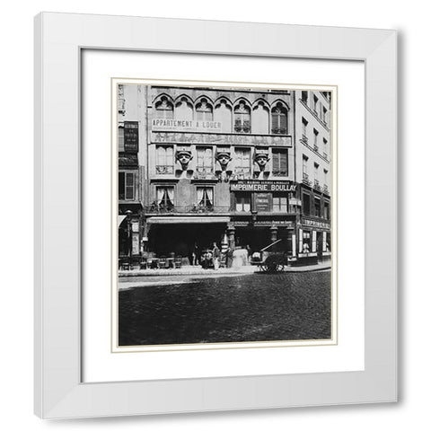 Paris, 1903 - House on the Place du Caire White Modern Wood Framed Art Print with Double Matting by Atget, Eugene