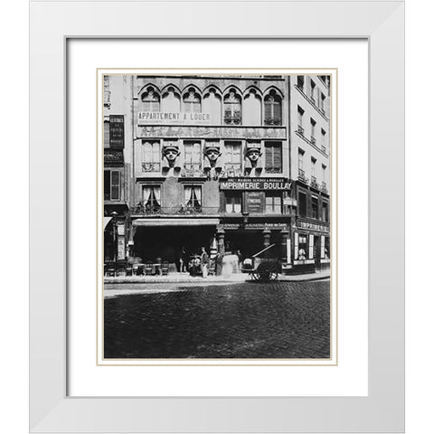 Paris, 1903 - House on the Place du Caire White Modern Wood Framed Art Print with Double Matting by Atget, Eugene