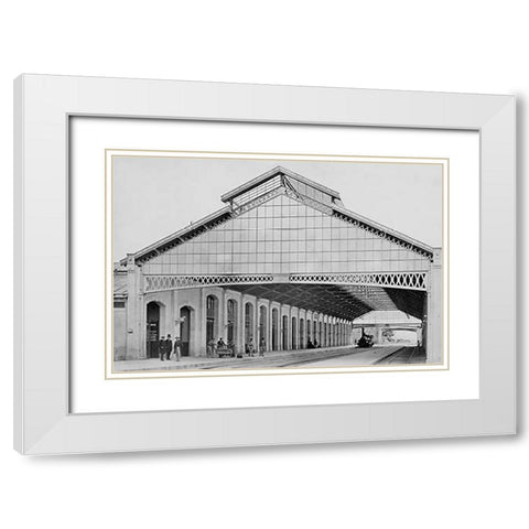 France, 1860-1863 - Nevers Station White Modern Wood Framed Art Print with Double Matting by Collard, Auguste Hippolyte