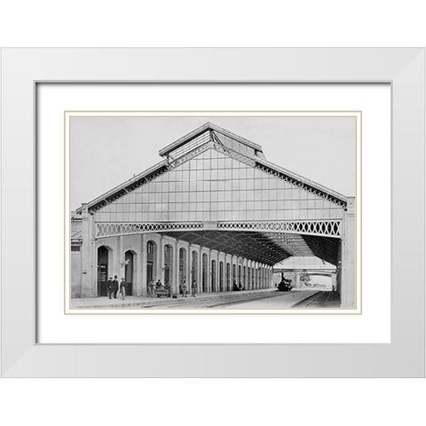 France, 1860-1863 - Nevers Station White Modern Wood Framed Art Print with Double Matting by Collard, Auguste Hippolyte