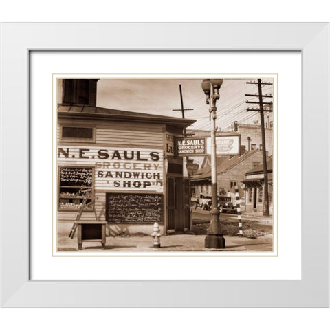 Street Scene, New Orleans, Louisiana, 1935 White Modern Wood Framed Art Print with Double Matting by Evans, Walker
