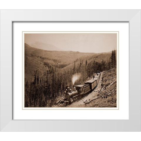 Marshall Pass, Colorado, Westside, 1880-1881 White Modern Wood Framed Art Print with Double Matting by Jackson, William Henry