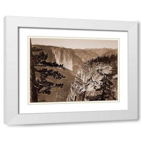 First View of the Valley, Yosemite, California, about 1866 White Modern Wood Framed Art Print with Double Matting by Watkins, Carleton