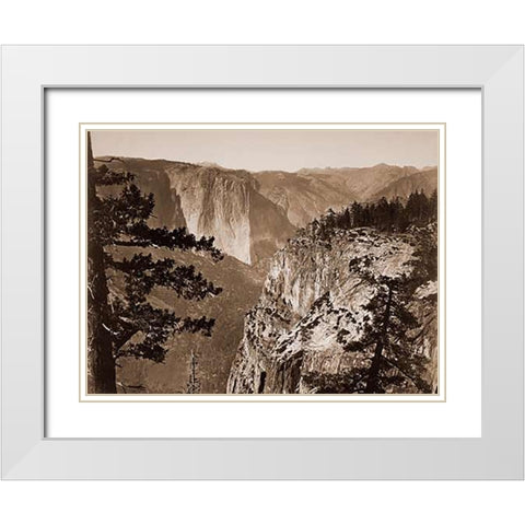 First View of the Valley, Yosemite, California, about 1866 White Modern Wood Framed Art Print with Double Matting by Watkins, Carleton