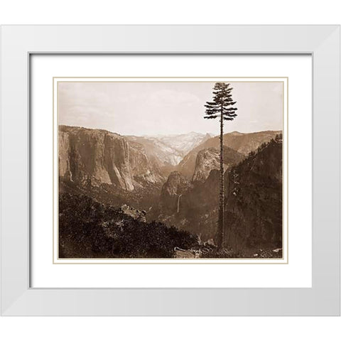 Yosemite Valley from the Best General View, 1866 White Modern Wood Framed Art Print with Double Matting by Watkins, Carleton