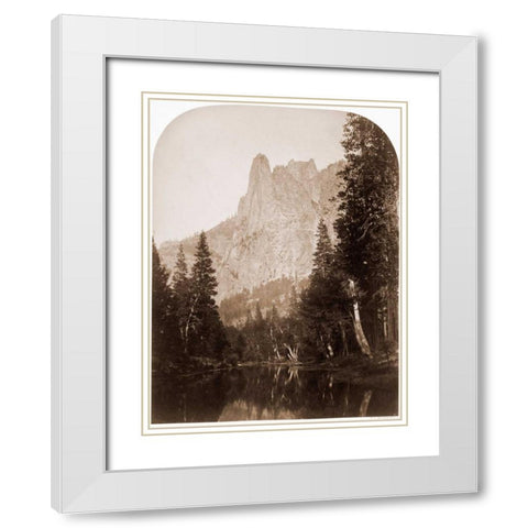 Sentinel - View of the Valley 3270 ft. Yosemite, California, 1861 White Modern Wood Framed Art Print with Double Matting by Watkins, Carleton