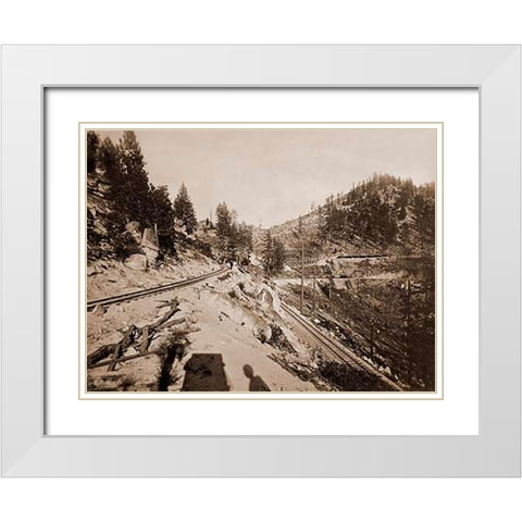 View on Lake Tahoe, California, 1877 White Modern Wood Framed Art Print with Double Matting by Watkins, Carleton
