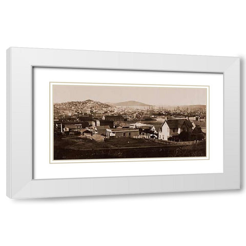 City Front from Rincon Hill, San Francisco, California, 1860 White Modern Wood Framed Art Print with Double Matting by Watkins, Carleton