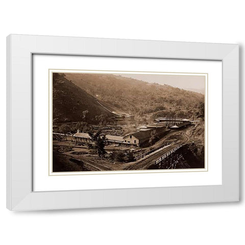Smelting Works, New Almaden, Santa Clara, California, 1863 White Modern Wood Framed Art Print with Double Matting by Watkins, Carleton