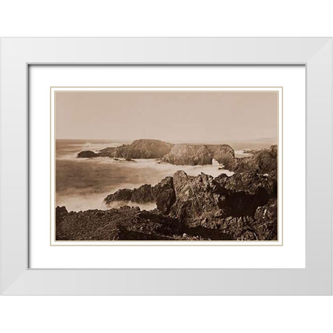 Coast View off Mendocino, California, 1863 White Modern Wood Framed Art Print with Double Matting by Watkins, Carleton