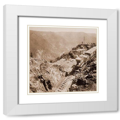 American River, California, from Green Bluffs, 1866-1869 White Modern Wood Framed Art Print with Double Matting by Hart, Alfred A.