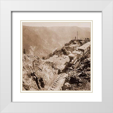 American River, California, from Green Bluffs, 1866-1869 White Modern Wood Framed Art Print with Double Matting by Hart, Alfred A.