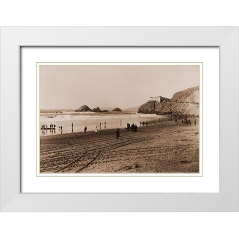 The Cliff House, San Francisco, about 1879-1880 White Modern Wood Framed Art Print with Double Matting by Watkins, Carleton