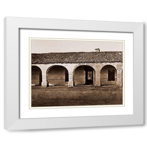 San Miguel Mission, San Miguel, California, 1876-1880 White Modern Wood Framed Art Print with Double Matting by Watkins, Carleton