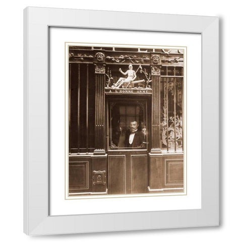 25, Rue des Blancs Manteaux - Cafe, rue des Blancs Manteaux. Sepia White Modern Wood Framed Art Print with Double Matting by Atget, Eugene