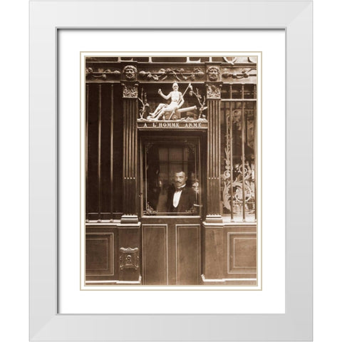 25, Rue des Blancs Manteaux - Cafe, rue des Blancs Manteaux. Sepia White Modern Wood Framed Art Print with Double Matting by Atget, Eugene