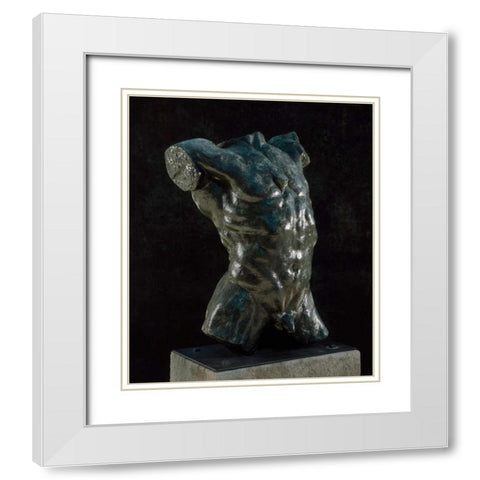 Marsyas - Torso of The Falling Man, ca. 1882-1889 White Modern Wood Framed Art Print with Double Matting by Rodin, Auguste