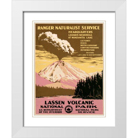 Lassen Volcanic National Park, ca. 1938 White Modern Wood Framed Art Print with Double Matting by Ranger Naturalist Service