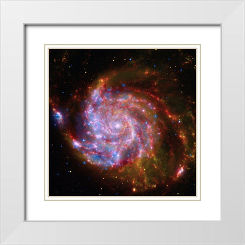 Spitzer-Hubble-Chandra Composite of M101 White Modern Wood Framed Art Print with Double Matting by NASA