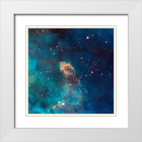 Jet in Carina -  WFC3 UVIS Full Field White Modern Wood Framed Art Print with Double Matting by NASA