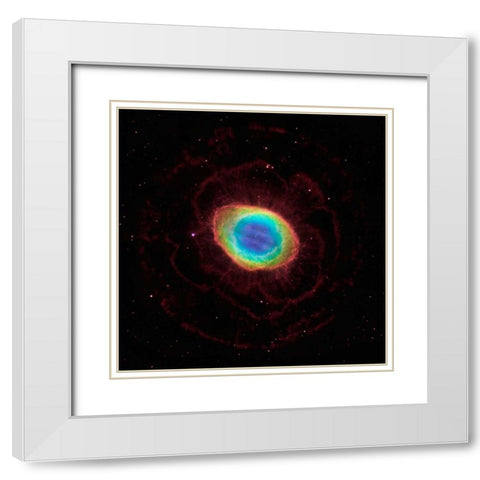 Hubble Reveals the Ring Nebulas True Shape White Modern Wood Framed Art Print with Double Matting by NASA