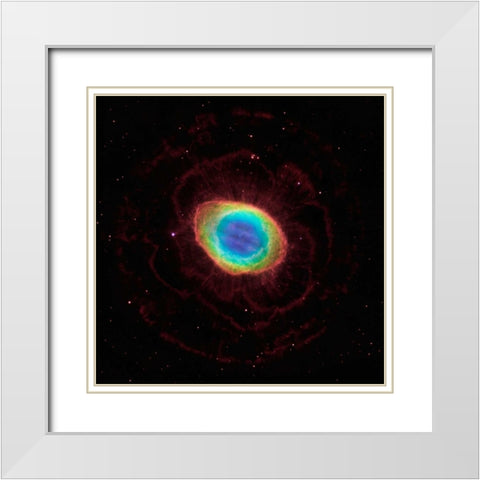 Hubble Reveals the Ring Nebulas True Shape White Modern Wood Framed Art Print with Double Matting by NASA