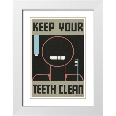 Keep your teeth clean White Modern Wood Framed Art Print with Double Matting by WPA
