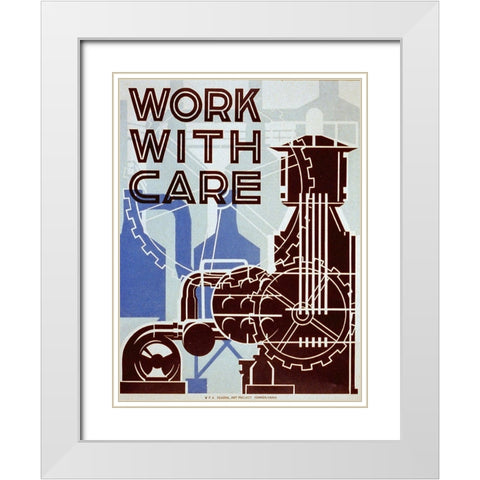 Work with care White Modern Wood Framed Art Print with Double Matting by Sherman, Nathan