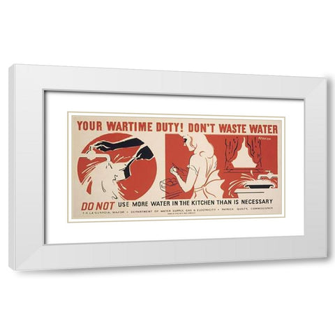 Do not use more water in the kitchen than is necessary White Modern Wood Framed Art Print with Double Matting by Kerkam, Earl