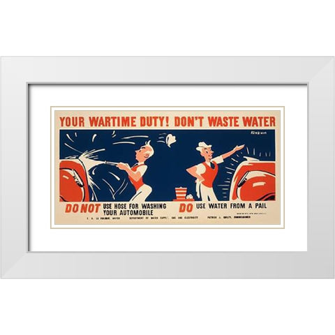 Do not use hose for washing your automobile White Modern Wood Framed Art Print with Double Matting by Kerkam, Earl
