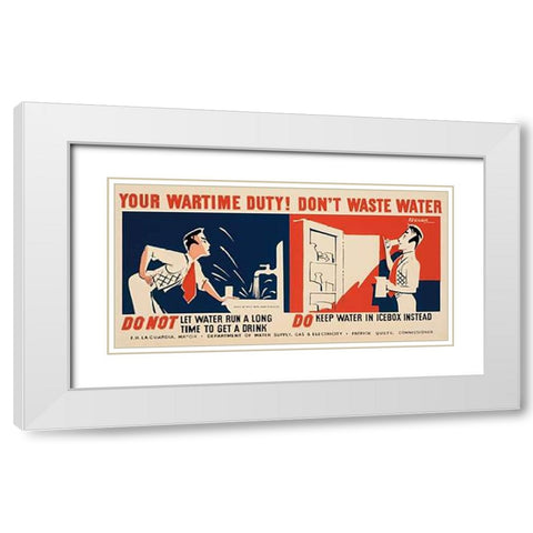 Do not let water run a long time to get a drink White Modern Wood Framed Art Print with Double Matting by Kerkam, Earl