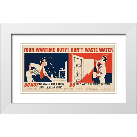 Do not let water run a long time to get a drink White Modern Wood Framed Art Print with Double Matting by Kerkam, Earl