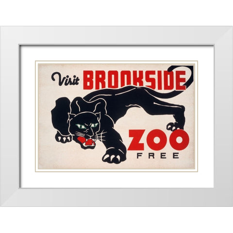 Brookfield Zoo - Panther White Modern Wood Framed Art Print with Double Matting by WPA