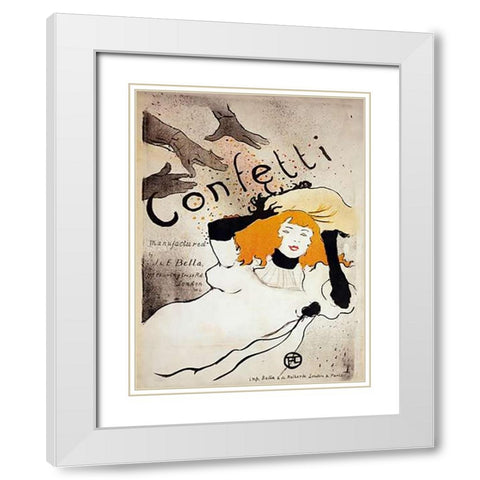 Confetti White Modern Wood Framed Art Print with Double Matting by Toulouse-Lautrec, Henri