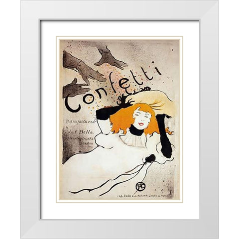 Confetti White Modern Wood Framed Art Print with Double Matting by Toulouse-Lautrec, Henri