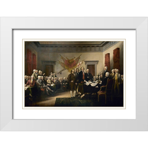 Declaration of Independence White Modern Wood Framed Art Print with Double Matting by Trumbull, John