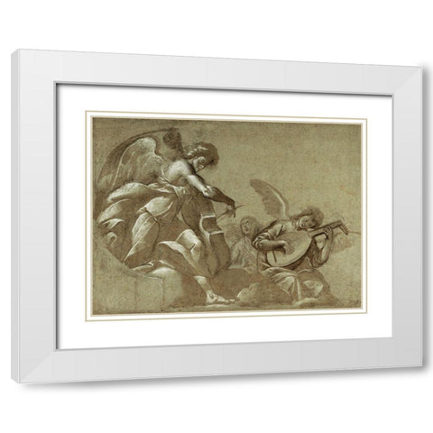 Angel Musicians (recto); Head Studies (verso) White Modern Wood Framed Art Print with Double Matting by Morazzone, (Pie Francesco Mazzuchelli)