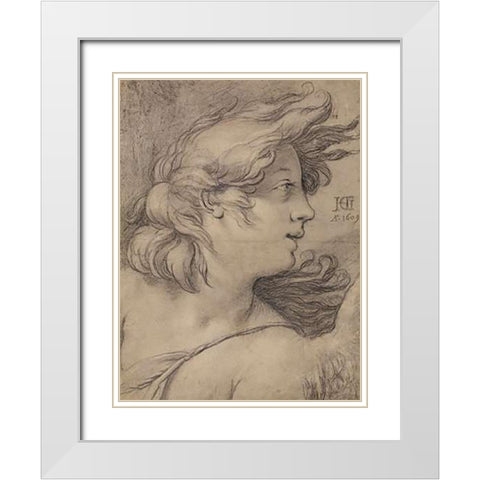 Bust of an Angel White Modern Wood Framed Art Print with Double Matting by Goltzius, Hendrick