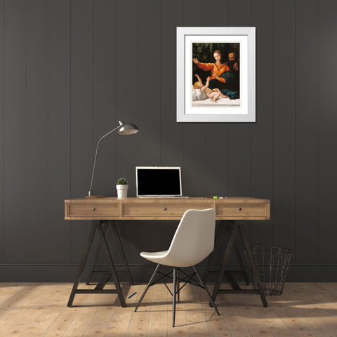 The Holy Family (The Madonna del Velo; Madonna di Loreto) White Modern Wood Framed Art Print with Double Matting by Unknown